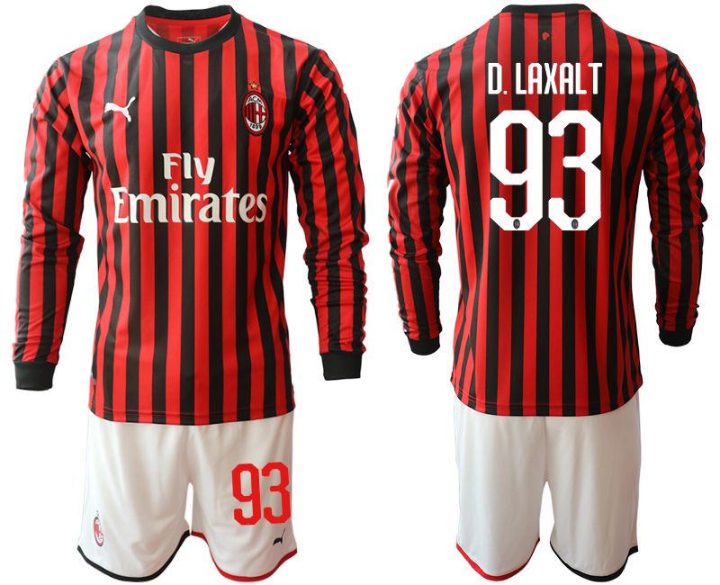 Men 2019-2020 club AC milan home long sleeve #93 red Soccer Jerseys